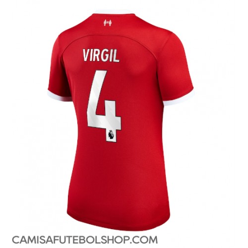 Camisa de time de futebol Liverpool Virgil van Dijk #4 Replicas 1º Equipamento Feminina 2023-24 Manga Curta